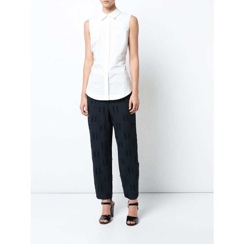 Derek Lam 10 Crosby Women's Tapered Trouser Navy and Black Fringe size 00